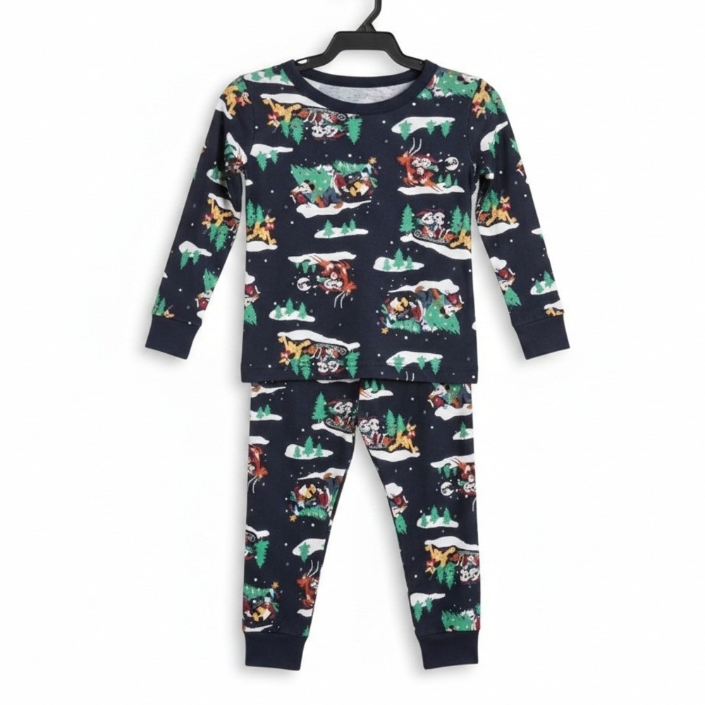 NWT Disney Mickey Minnie Mouse Christmas Pajamas 3T Retro Holiday 2pc Sleep Set - Picture 1 of 9